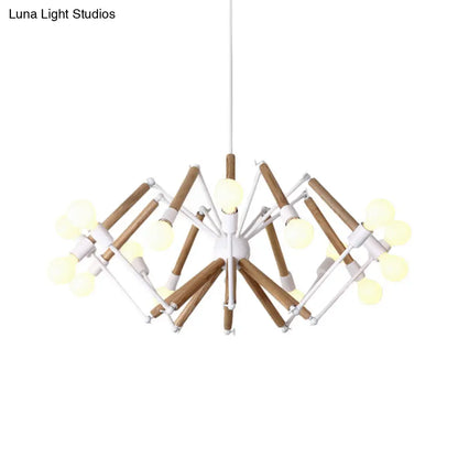 Spider Shape Suspension Light - Contemporary Metal Chandelier for Living Room (8/10/12/16-Head) - Black/White