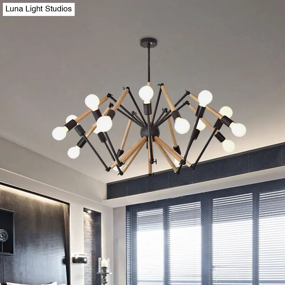 Spider Shape Suspension Light - Contemporary Metal Chandelier for Living Room (8/10/12/16-Head) - Black/White