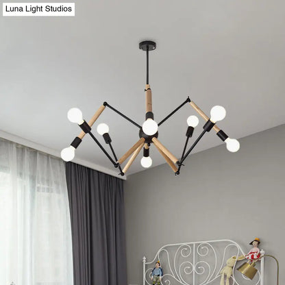 Spider Shape Suspension Light - Contemporary Metal Chandelier for Living Room (8/10/12/16-Head) - Black/White