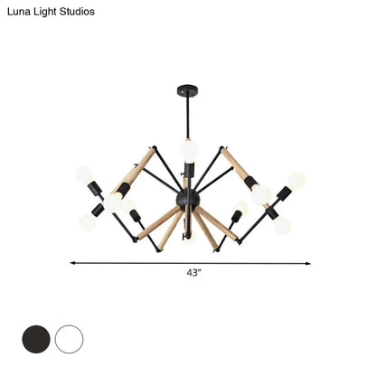 Spider Shape Suspension Light - Contemporary Metal Chandelier for Living Room (8/10/12/16-Head) - Black/White