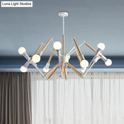Spider Shape Suspension Light - Contemporary Metal Chandelier for Living Room (8/10/12/16-Head) - Black/White