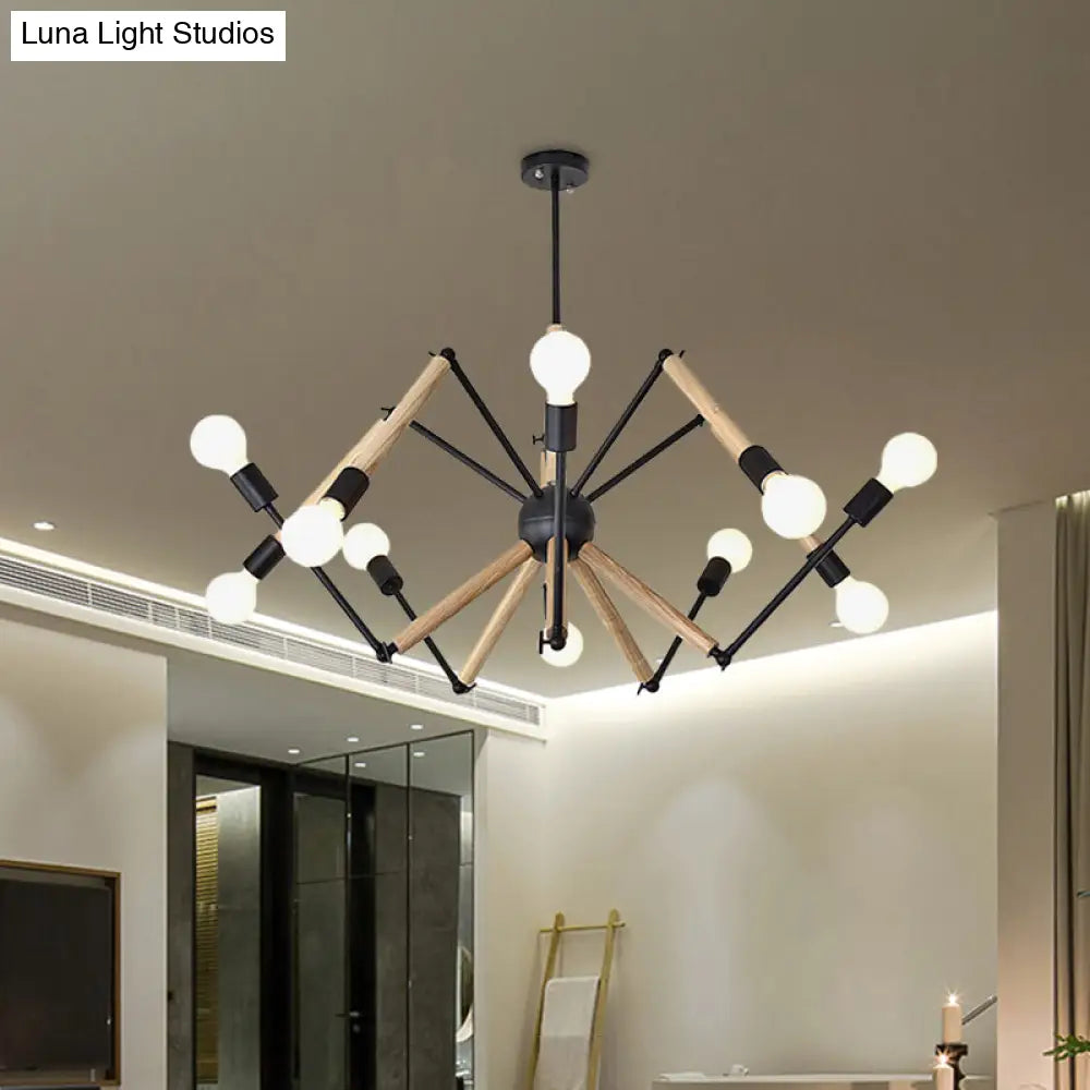 Spider Shape Suspension Light - Contemporary Metal Chandelier for Living Room (8/10/12/16-Head) - Black/White