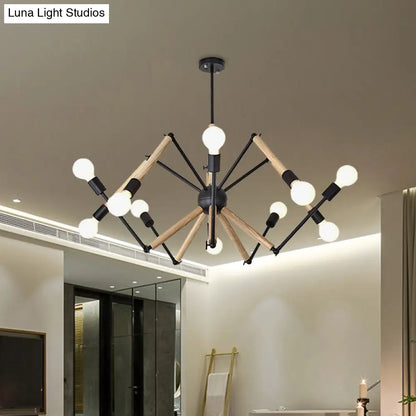 Spider Shape Suspension Light - Contemporary Metal Chandelier for Living Room (8/10/12/16-Head) - Black/White