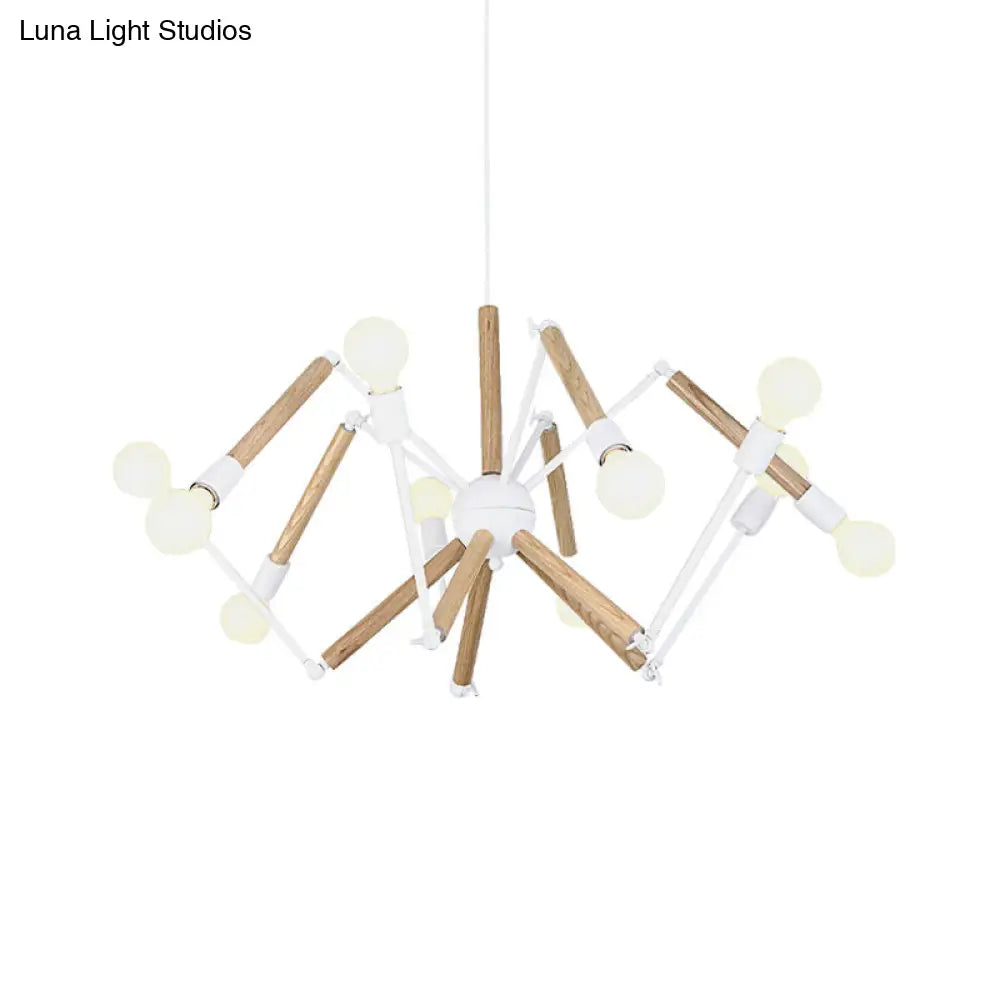 Spider Shape Suspension Light - Contemporary Metal Chandelier for Living Room (8/10/12/16-Head) - Black/White