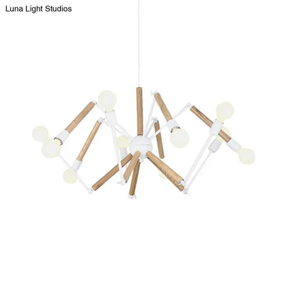 Spider Shape Suspension Light - Contemporary Metal Chandelier for Living Room (8/10/12/16-Head) - Black/White