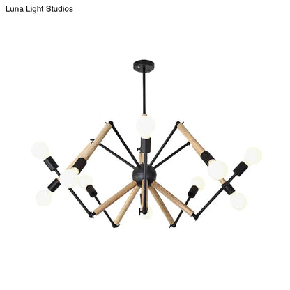Spider Shape Suspension Light - Contemporary Metal Chandelier for Living Room (8/10/12/16-Head) - Black/White