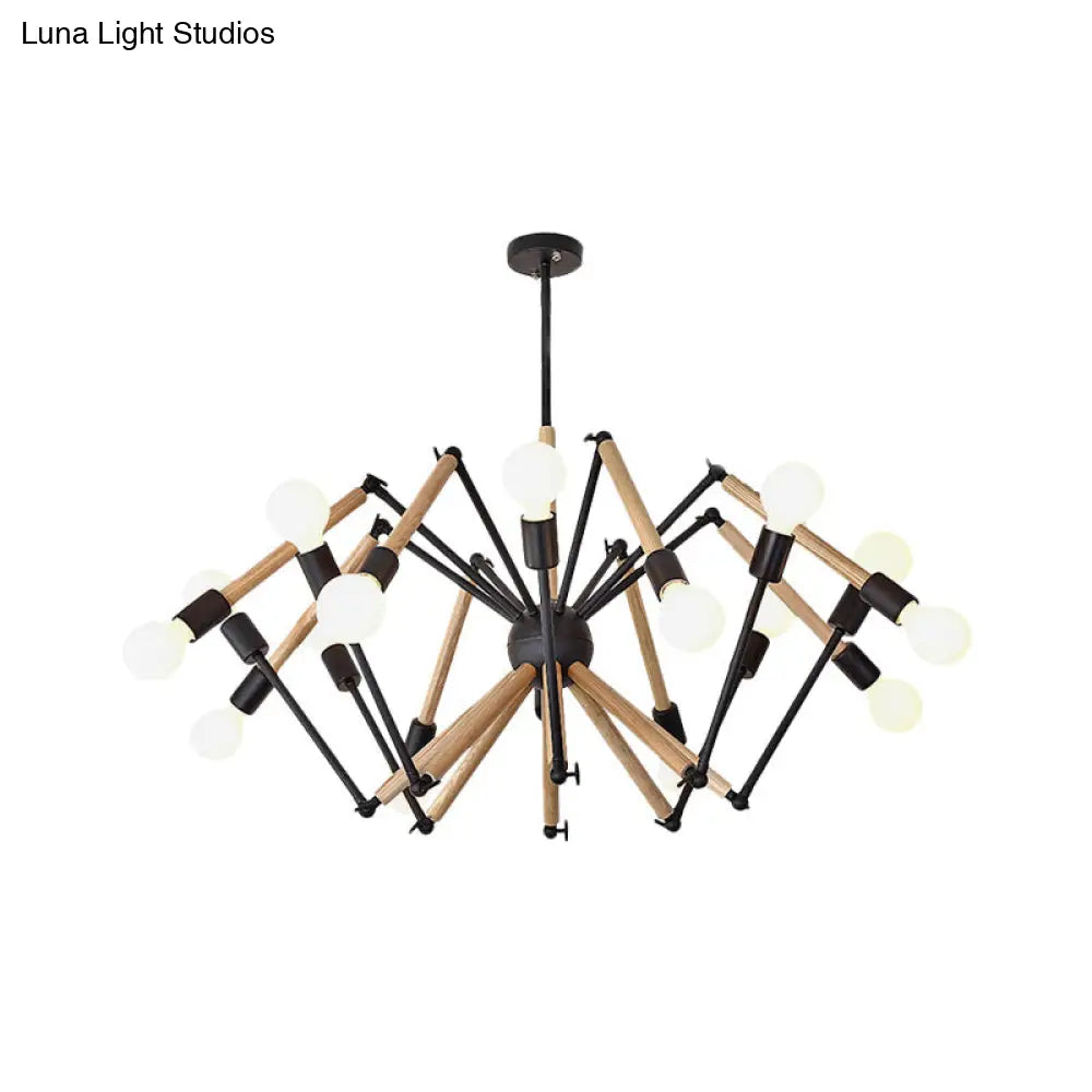 Spider Shape Suspension Light - Contemporary Metal Chandelier for Living Room (8/10/12/16-Head) - Black/White