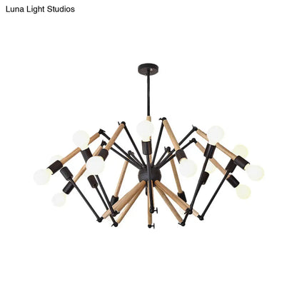 Spider Shape Suspension Light - Contemporary Metal Chandelier for Living Room (8/10/12/16-Head) - Black/White
