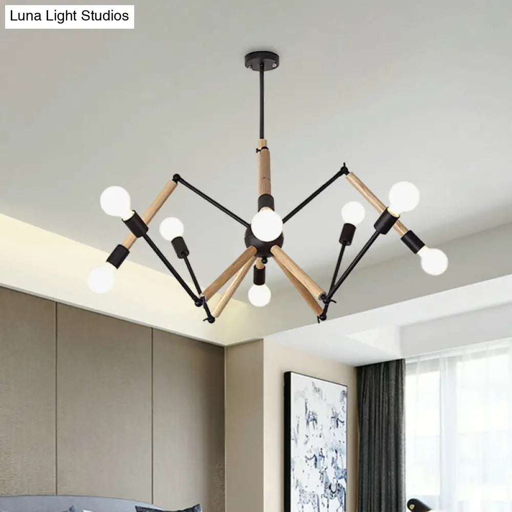 Spider Shape Suspension Light - Contemporary Metal Chandelier for Living Room (8/10/12/16-Head) - Black/White