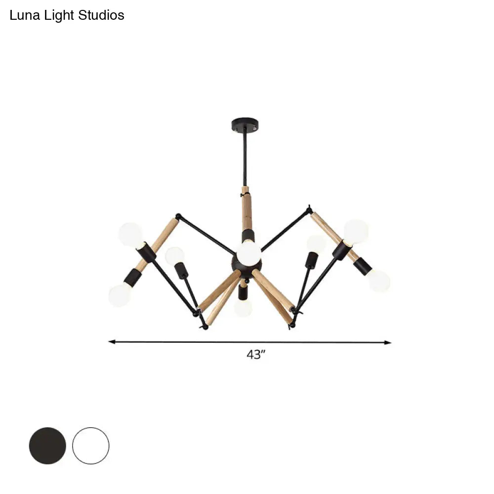 Spider Shape Suspension Light - Contemporary Metal Chandelier for Living Room (8/10/12/16-Head) - Black/White