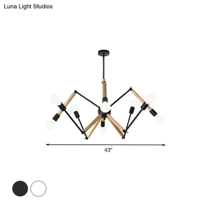 Spider Shape Suspension Light - Contemporary Metal Chandelier for Living Room (8/10/12/16-Head) - Black/White