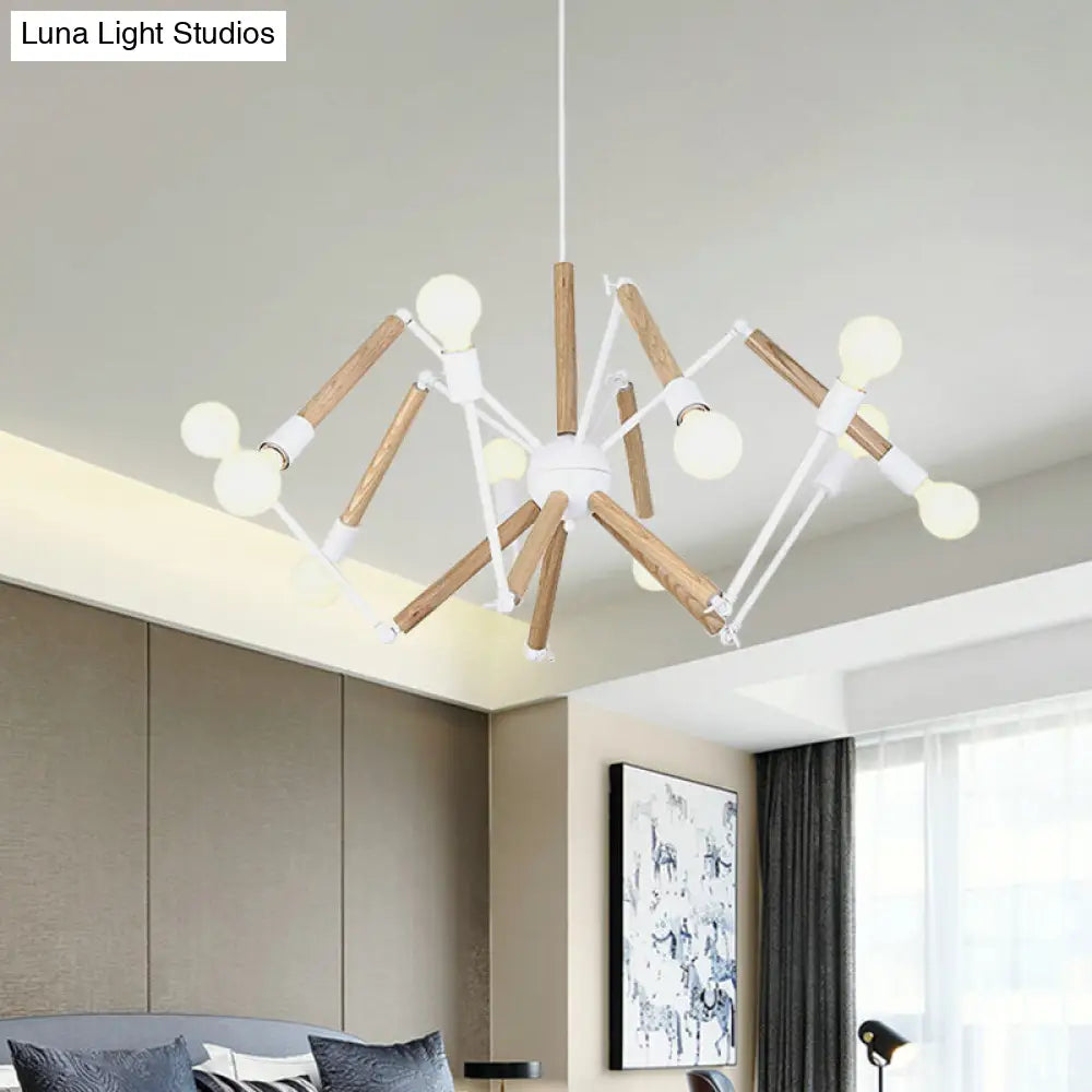 Spider Shape Suspension Light - Contemporary Metal Chandelier for Living Room (8/10/12/16-Head) - Black/White
