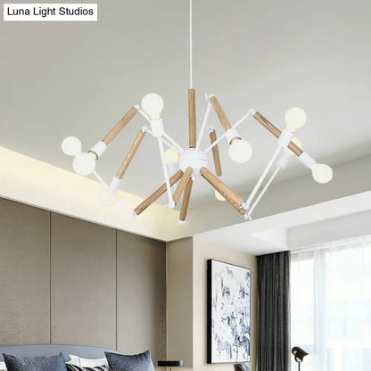 Spider Shape Suspension Light - Contemporary Metal Chandelier for Living Room (8/10/12/16-Head) - Black/White