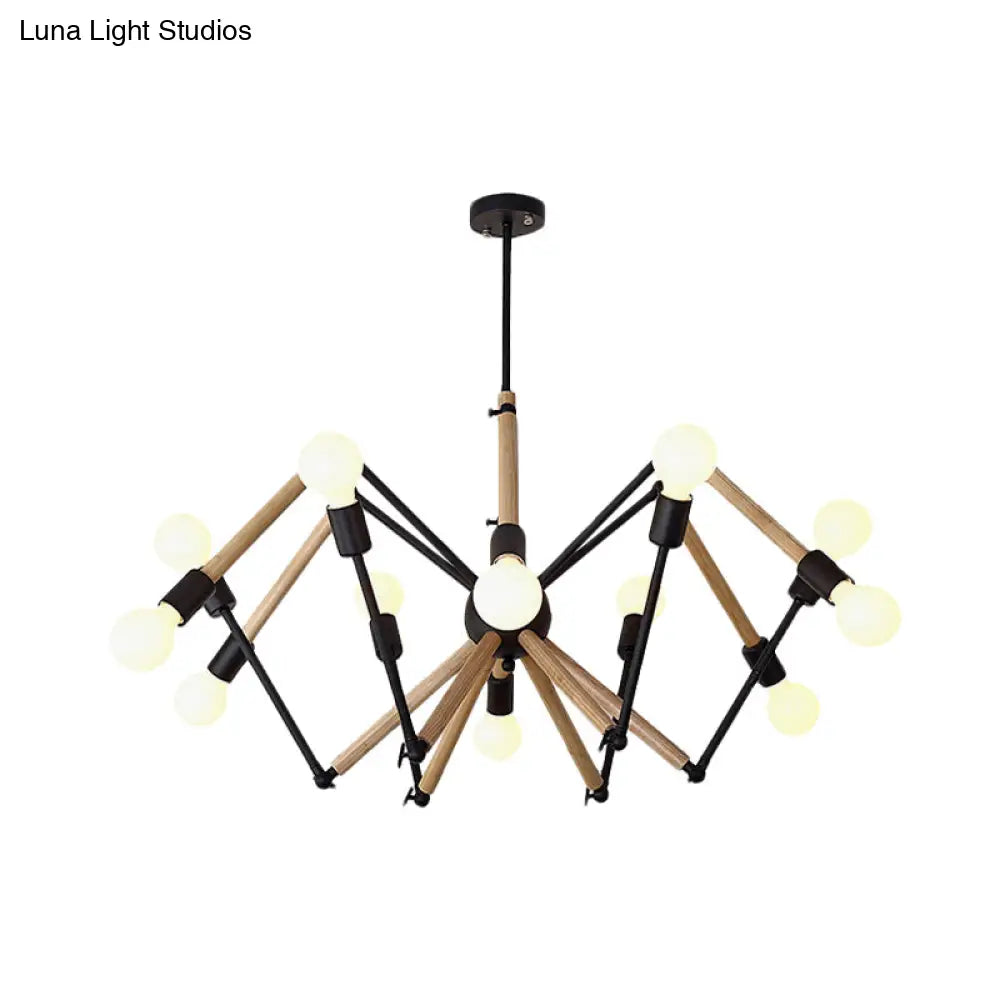 Spider Shape Suspension Light - Contemporary Metal Chandelier for Living Room (8/10/12/16-Head) - Black/White