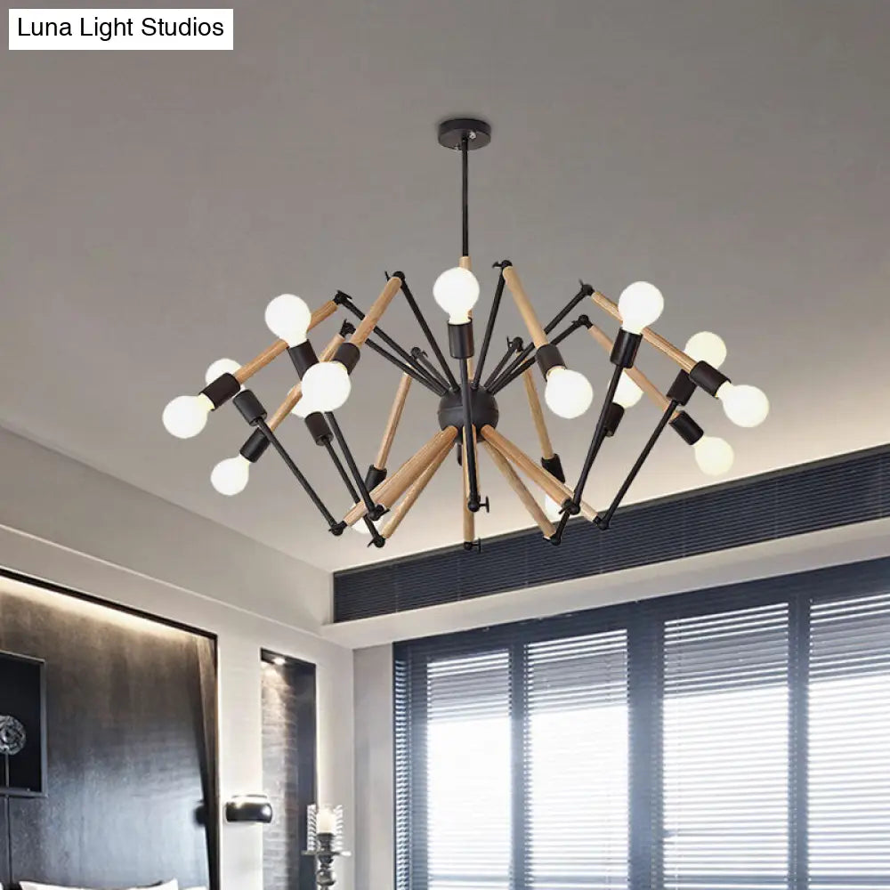 Spider Shape Suspension Light - Contemporary Metal Chandelier for Living Room (8/10/12/16-Head) - Black/White