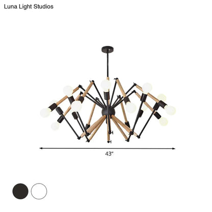 Spider Shape Suspension Light - Contemporary Metal Chandelier for Living Room (8/10/12/16-Head) - Black/White
