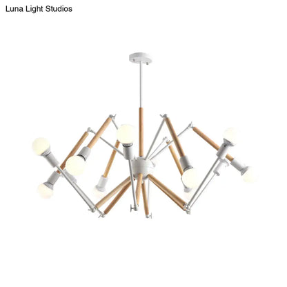 Spider Shape Suspension Light - Contemporary Metal Chandelier for Living Room (8/10/12/16-Head) - Black/White