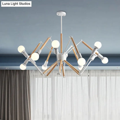 Spider Shape Suspension Light - Contemporary Metal Chandelier for Living Room (8/10/12/16-Head) - Black/White