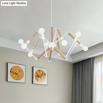 Spider Shape Suspension Light - Contemporary Metal Chandelier for Living Room (8/10/12/16-Head) - Black/White