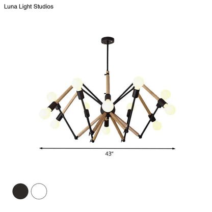 Spider Shape Suspension Light - Contemporary Metal Chandelier for Living Room (8/10/12/16-Head) - Black/White