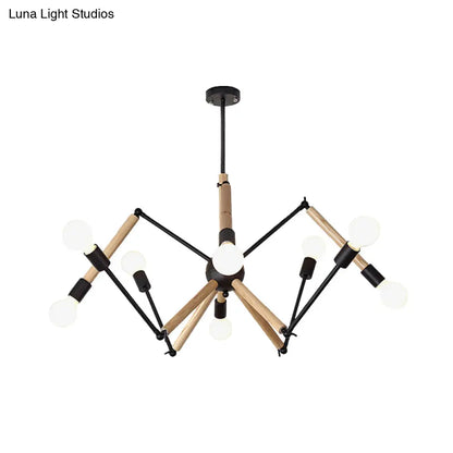 Spider Shape Suspension Light - Contemporary Metal Chandelier for Living Room (8/10/12/16-Head) - Black/White