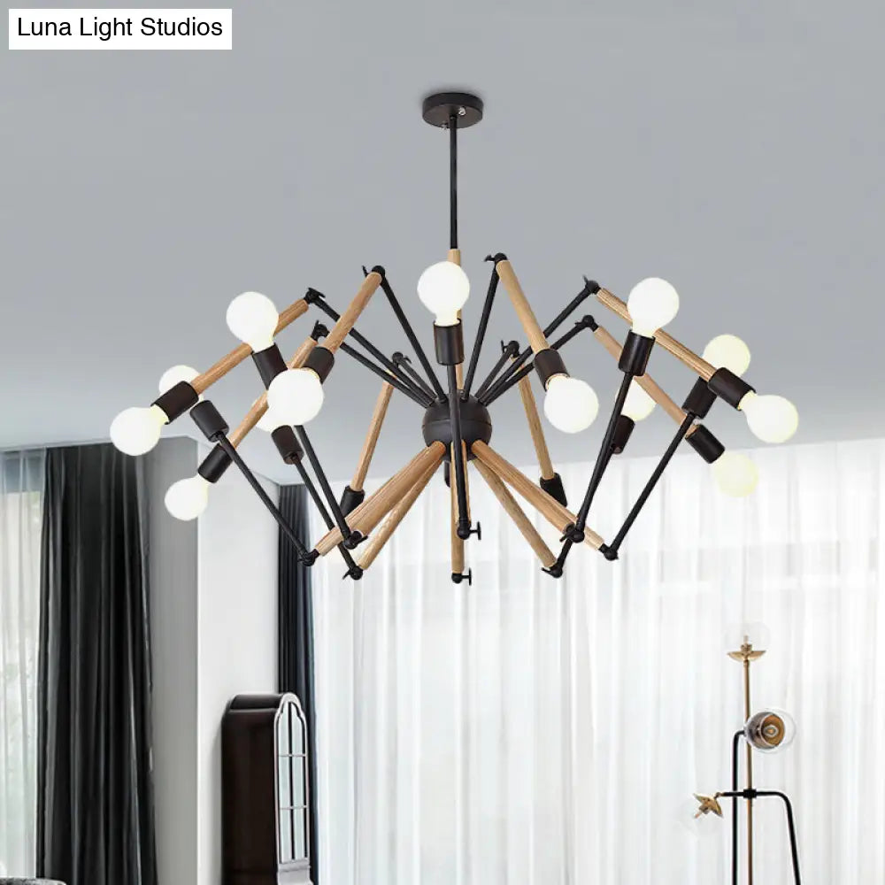 Spider Shape Suspension Light - Contemporary Metal Chandelier for Living Room (8/10/12/16-Head) - Black/White