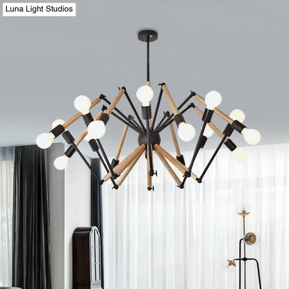 Spider Shape Suspension Light - Contemporary Metal Chandelier for Living Room (8/10/12/16-Head) - Black/White