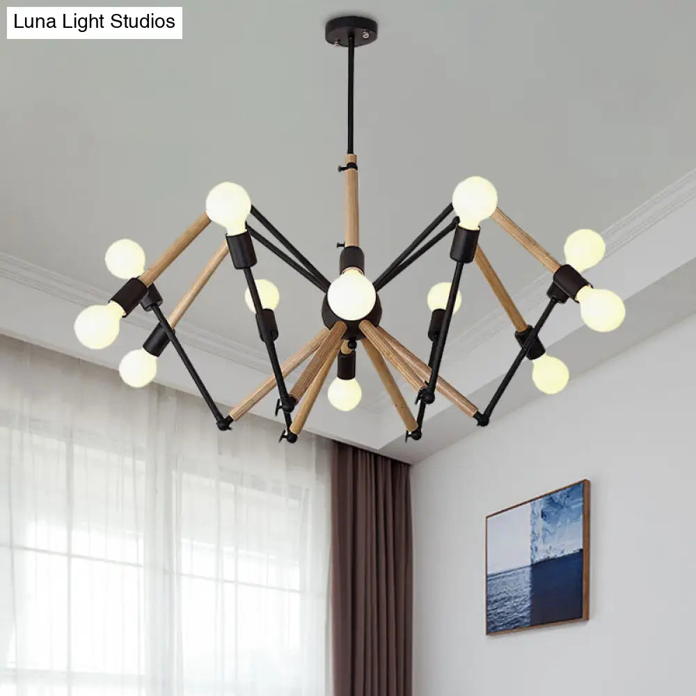 Spider Shape Suspension Light - Contemporary Metal Chandelier for Living Room (8/10/12/16-Head) - Black/White