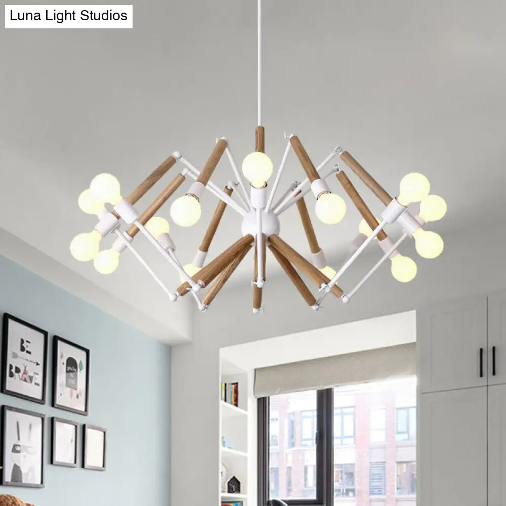 Spider Shape Suspension Light - Contemporary Metal Chandelier for Living Room (8/10/12/16-Head) - Black/White