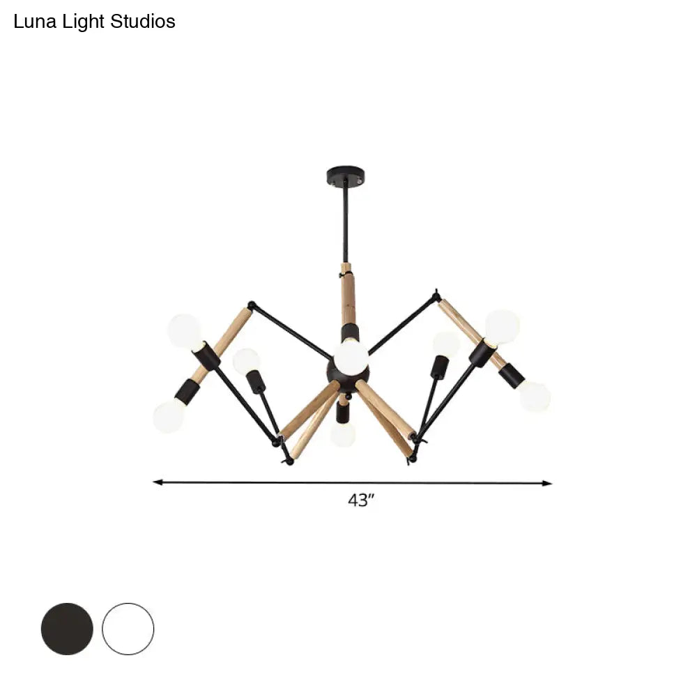 Spider Shape Suspension Light - Contemporary Metal Chandelier for Living Room (8/10/12/16-Head) - Black/White