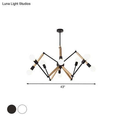 Spider Shape Suspension Light - Contemporary Metal Chandelier for Living Room (8/10/12/16-Head) - Black/White