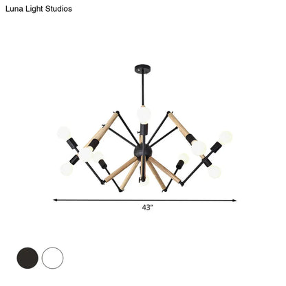 Spider Shape Suspension Light - Contemporary Metal Chandelier for Living Room (8/10/12/16-Head) - Black/White