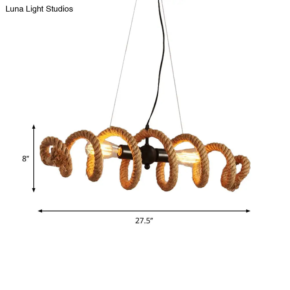 DecorBites™ Spiral 2-Head Rope Pendant Island Light in Black for Dining Room