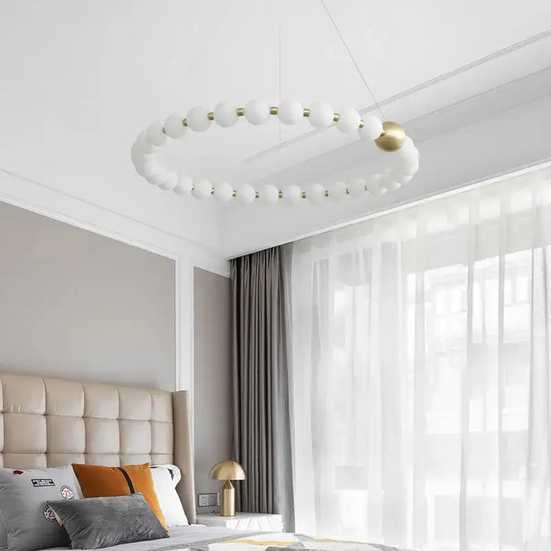 White spherical pendant light with gold accents from decorbites brass led chandelier for dining room decor