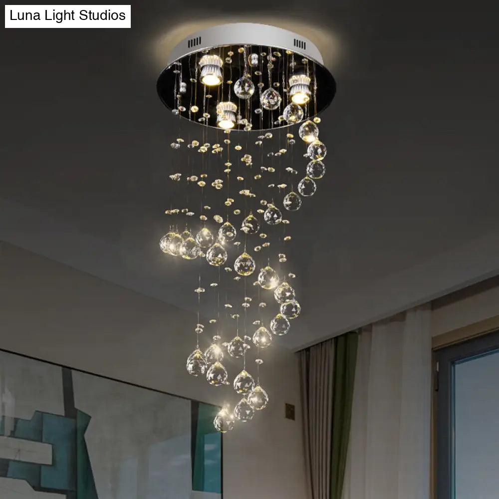DecorBites™ DecorBites™ Spiral Cut Crystal Flushmount Ceiling Light in Stainless Steel for Modern Living Room - 1/3/6 Head Options