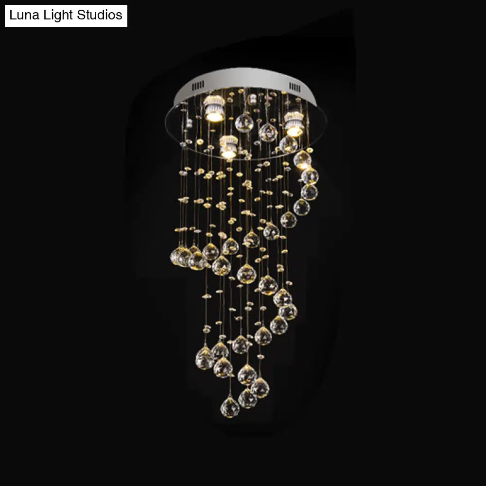 DecorBites™ DecorBites™ Spiral Cut Crystal Flushmount Ceiling Light in Stainless Steel for Modern Living Room - 1/3/6 Head Options