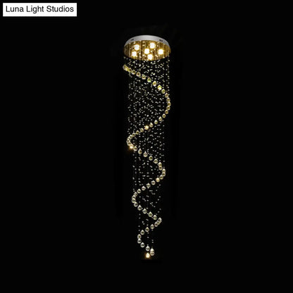 DecorBites™ DecorBites™ Spiral Cut Crystal Flushmount Ceiling Light in Stainless Steel for Modern Living Room - 1/3/6 Head Options