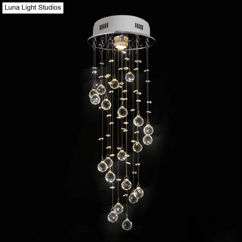 DecorBites™ DecorBites™ Spiral Cut Crystal Flushmount Ceiling Light in Stainless Steel for Modern Living Room - 1/3/6 Head Options