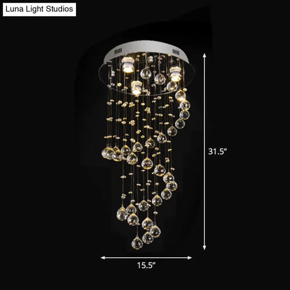 DecorBites™ DecorBites™ Spiral Cut Crystal Flushmount Ceiling Light in Stainless Steel for Modern Living Room - 1/3/6 Head Options