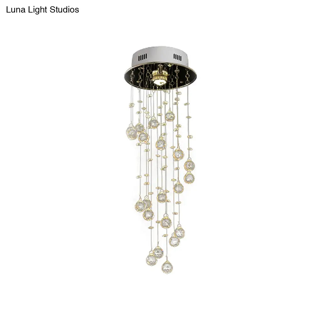 DecorBites™ DecorBites™ Spiral Cut Crystal Flushmount Ceiling Light in Stainless Steel for Modern Living Room - 1/3/6 Head Options