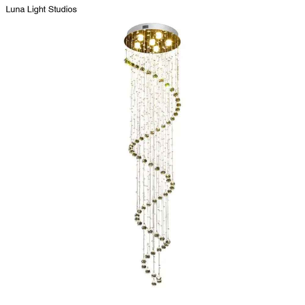 DecorBites™ DecorBites™ Spiral Cut Crystal Flushmount Ceiling Light in Stainless Steel for Modern Living Room - 1/3/6 Head Options