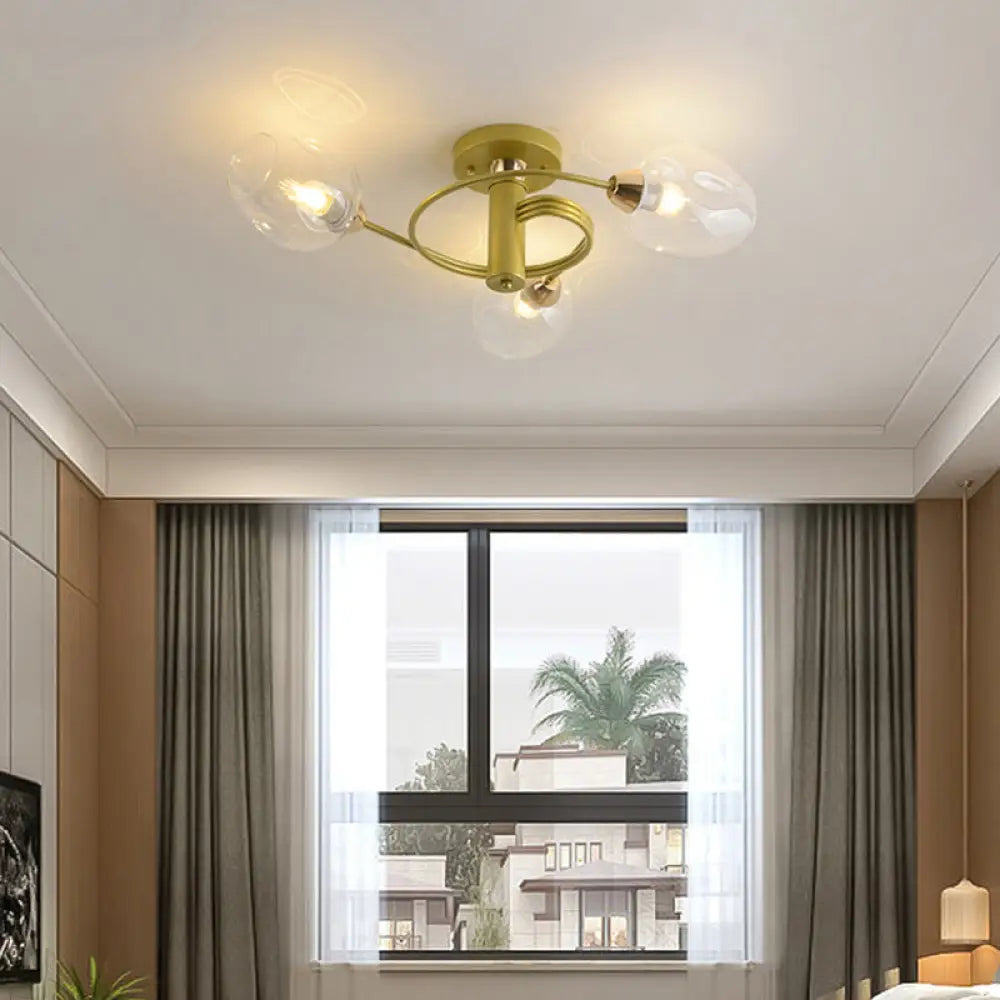 DecorBites™ DecorBites™ Spiraling Semi Flush Light with Dimpled Glass Shade for Postmodern Ceiling in Bedroom