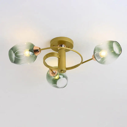 DecorBites™ DecorBites™ Spiraling Semi Flush Light with Dimpled Glass Shade for Postmodern Ceiling in Bedroom