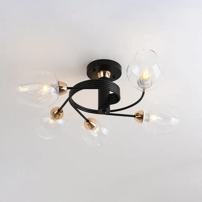 DecorBites™ DecorBites™ Spiraling Semi Flush Light with Dimpled Glass Shade for Postmodern Ceiling in Bedroom