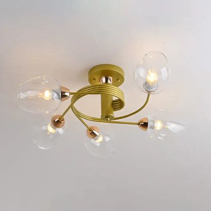 DecorBites™ DecorBites™ Spiraling Semi Flush Light with Dimpled Glass Shade for Postmodern Ceiling in Bedroom