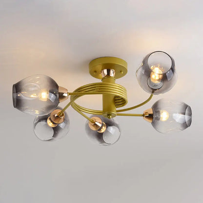 DecorBites™ DecorBites™ Spiraling Semi Flush Light with Dimpled Glass Shade for Postmodern Ceiling in Bedroom