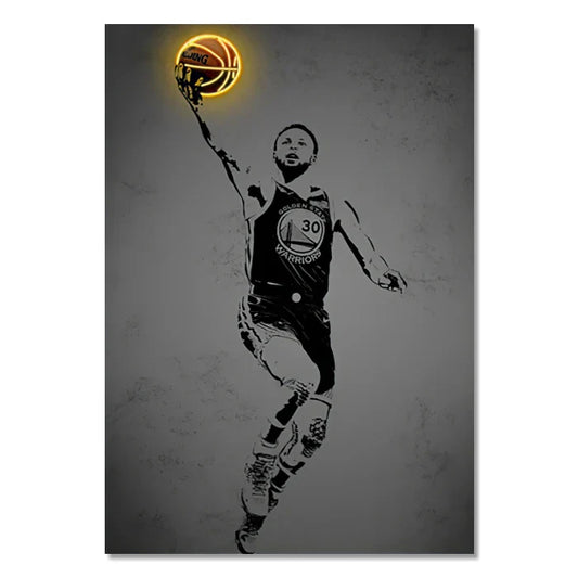 Sports Stars Neon Style Wall Art Canvas - Style 8 / 20X30cm Unframed