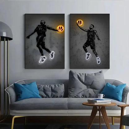 Sports Stars Neon Wall Art Print