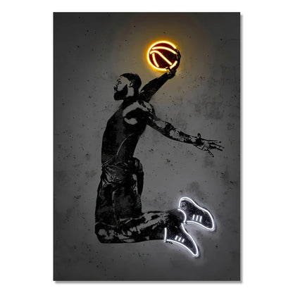 ’Sports Stars Neon Wall Art Print’
