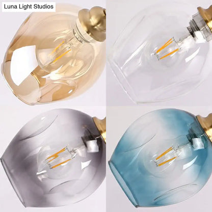 DecorBites™ DecorBites™ Sputnik Ceiling Mount Chandelier: Postmodern Cup Glass Parlor Flush Light in Brass